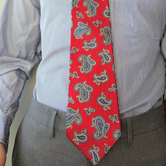 EUC Vintage Men's Oscar de la Renta Couture Collection 100% Silk Necktie Red - Picture 4 of 9